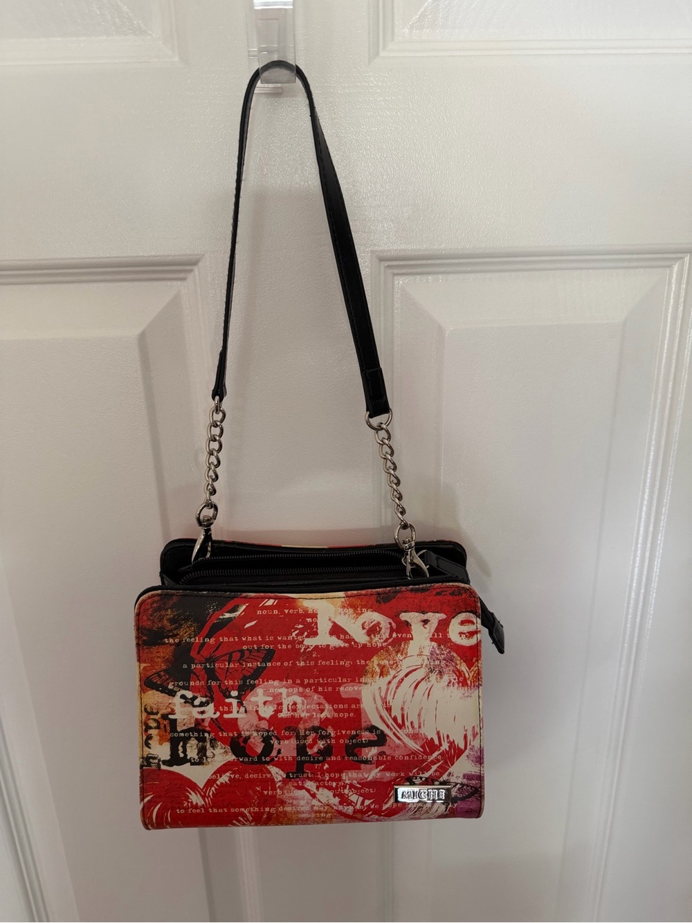 Desigual Red and Black Mixed-Print Purse